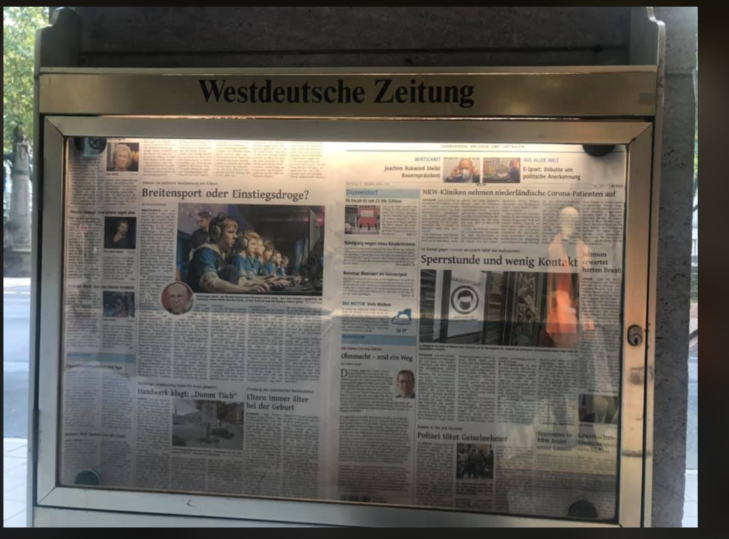 While the practice of displaying the pages of newspapers on glass enclosed windows is popular in Asia, Europe and Latin America, for some reason it never hit home in the USA.